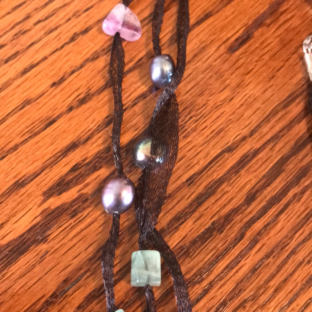 Genuine Pearls And Quartz On Silk Cords 925 Gem